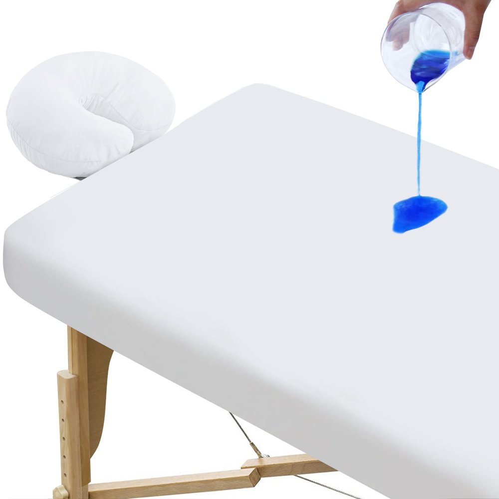 Massage Table Sheets 100% Waterproof 2-Piece Massage Table Cover Sets Multi-sizes Include Massage Fitted Sheet & Face Cradle Cover Ultra Soft & Skin-friendly Fit Massage Table & Facial Bed