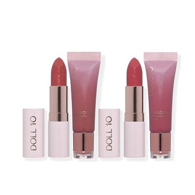 Doll 10 Quench & Restore Lip Smoothie Collection 4 Piece Nourishing Superfood Color Coordinating Lipstick & Gloss Kit