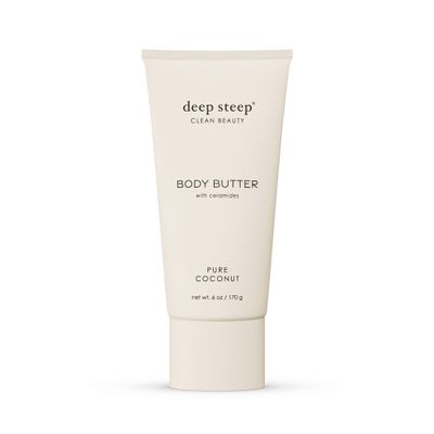 Deep Steep Body Butter, 6 oz  Rich Moisturizer with Ceramides, Coconut Oil, Argan Oil & Aloe Vera  Vegan, Clean Beauty, Smooth & Hydrated Skin (6 Ounces, Pure Coconut)