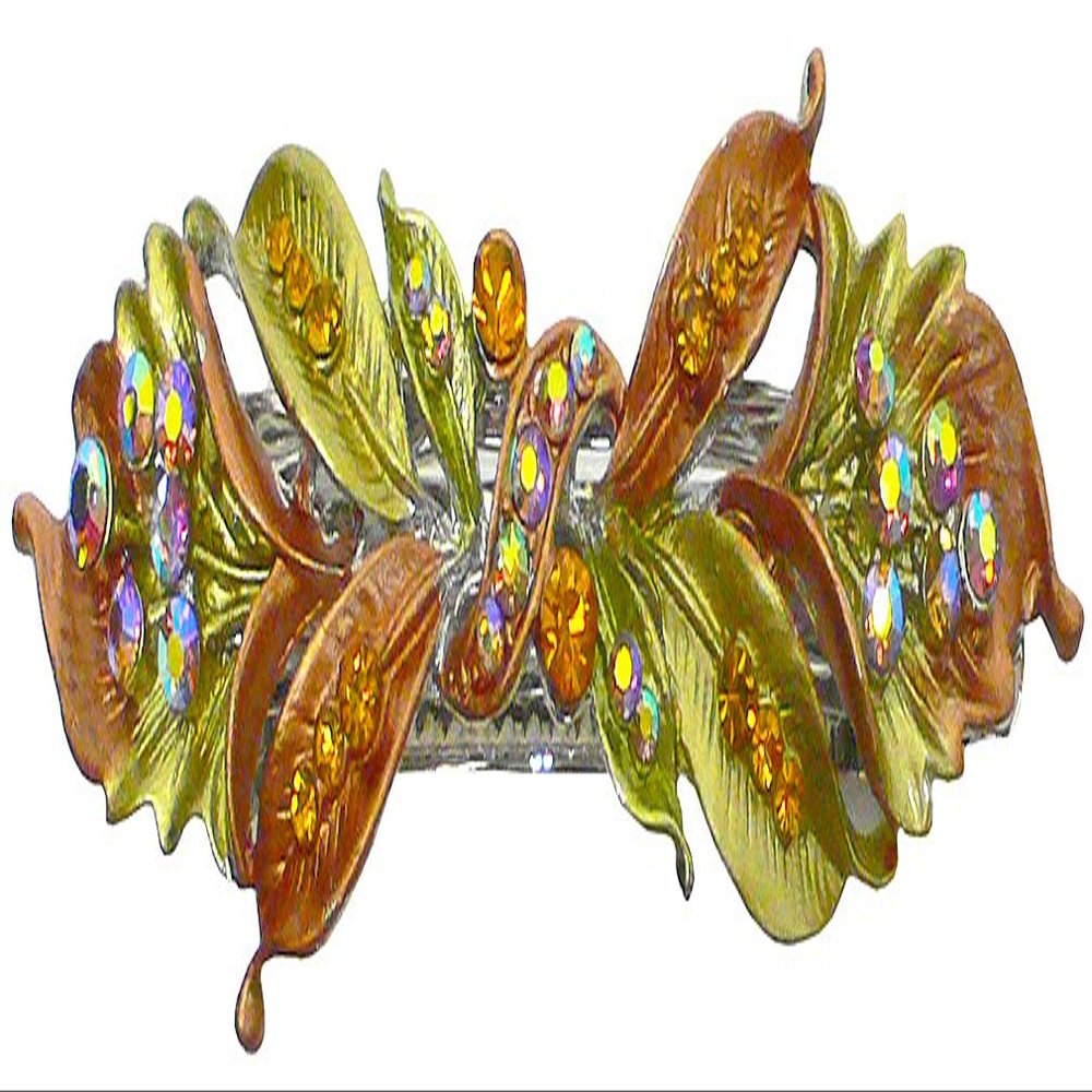 JCGY Metal Barrette Hand Painted Ribbon Bow Barrette YY86800-3golden brown