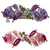 Set of 2 JCGY Metal Barrettes Hand Painted Ribbon Bow Barrettes YY86800-3-2purplePink view 1