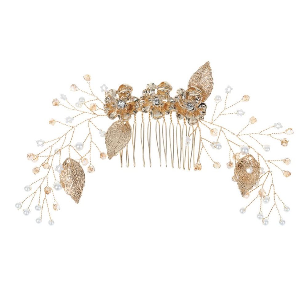 Beaupretty Elegant Bridal Hair Comb Leaf Design and Accents Wedding Hair Accessory for Brides Lightweight and Comfortable for All-day Wear