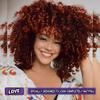 YEAME Curly Wigs for Black Women - Orange Brown Mixed Synthetic Afro Curly Wigs with Bangs, 15" Length, Heat Resistant, 21.75" Cap Size view 3