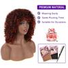 YEAME Curly Wigs for Black Women - Orange Brown Mixed Synthetic Afro Curly Wigs with Bangs, 15" Length, Heat Resistant, 21.75" Cap Size view 4