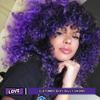 YEAME Curly Wigs for Black Women - Purple Mixed Blue Synthetic Afro Curly Wigs with Bangs, 15" Length, 21.5"-22" Cap Size view 2