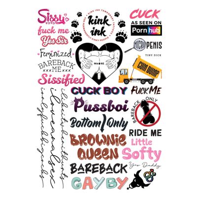 Kink Ink - 26 x Male Gay Cuck LGBTQ+ Temporary Tattoo