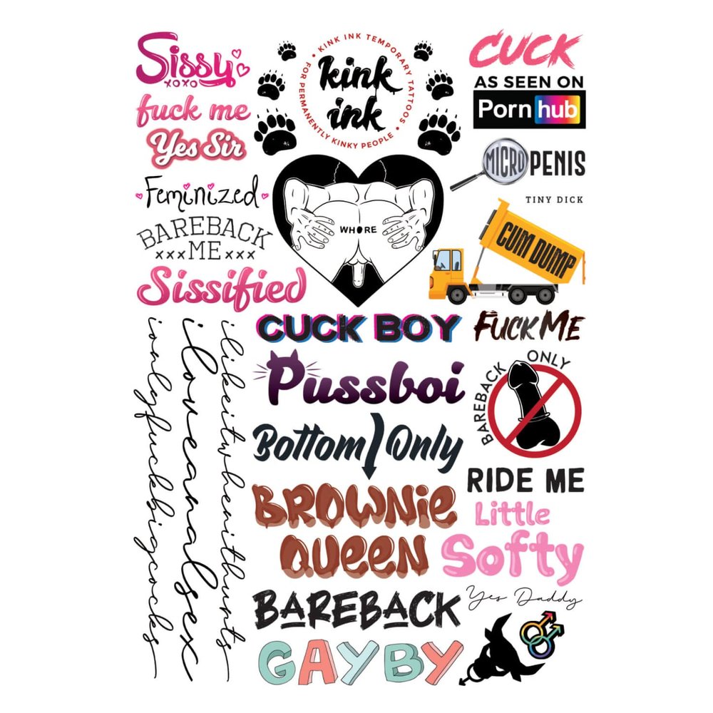 Kink Ink - 26 x Male Gay Cuck LGBTQ+ Temporary Tattoo