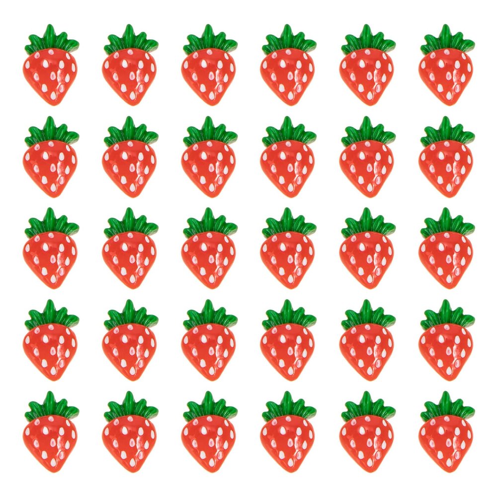 FRCOLOR 30Pcs Mini Strawberry Nail Charms 3D Fruit Nail Art Decorations Flatback Rhinestones for DIY Manicure Pedicure and Crafting