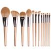12 Pieces Makeup Brush Set Plastic Handle Premium Professional Loose Powder Brush Cosmetics Brushes Kit Soft Fiber Hair Pink Envelope Bag Available For Beginners (12 sets of brushes + pink sling bag) view 1