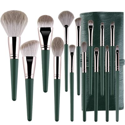 14 Makeup Brush Sets Green Soft Hair Makeup Tools Loose Powder Brush Foundation Brush Blush Brush Beauty Tools Professional Makeup Tools Premium Synthetic Professional Eye Brushes Kit (14 sets of brushes + brush pack)