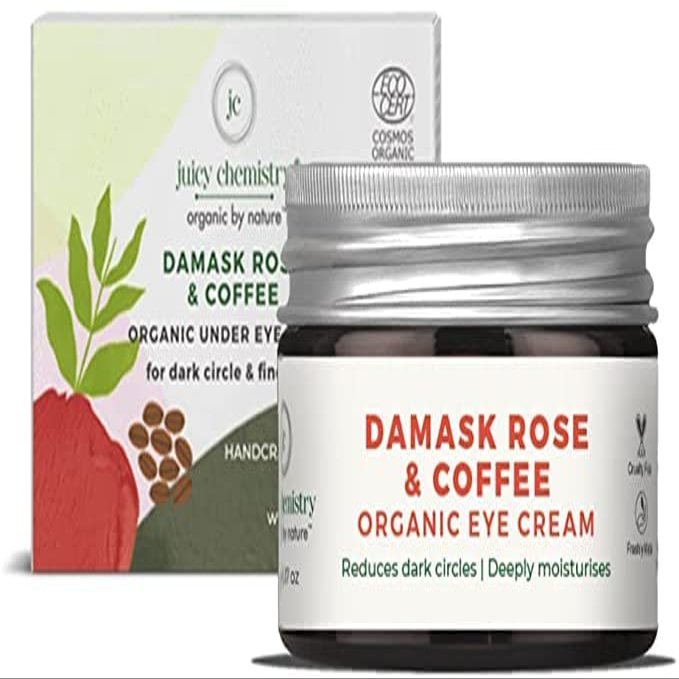 SEASOL Damask Rose & Coffee Caffeine-Rich Under Eye Cream for Dark Circles, Fine Lines & Puffy Under Eyes 5 g- Certified Organic Night Eye Cream