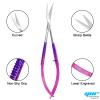 Facial Hair Scissors-Eyebrow Trimmer-Grooming Scissors for Eyebrow Shaping, Ear, Nose, Nostril Hair & Moustache (Pink/Purple Curved) view 2