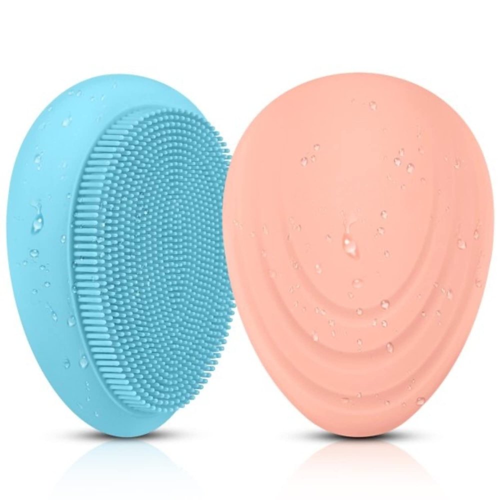2 PCS Soft Silicone Face Cleansing Massaging Scrubber Brush with Storage Case