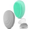2 PCS Soft Silicone Face Cleansing Massaging Scrubber Brush with Storage Case, Grey Green view 2
