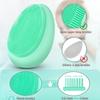 2 PCS Soft Silicone Face Cleansing Massaging Scrubber Brush with Storage Case, Grey Green view 3