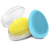 2pcs Silicone Facial Cleansing Soft Massaging Brush Face Massager & Storage Case, Yellow Blue view 2