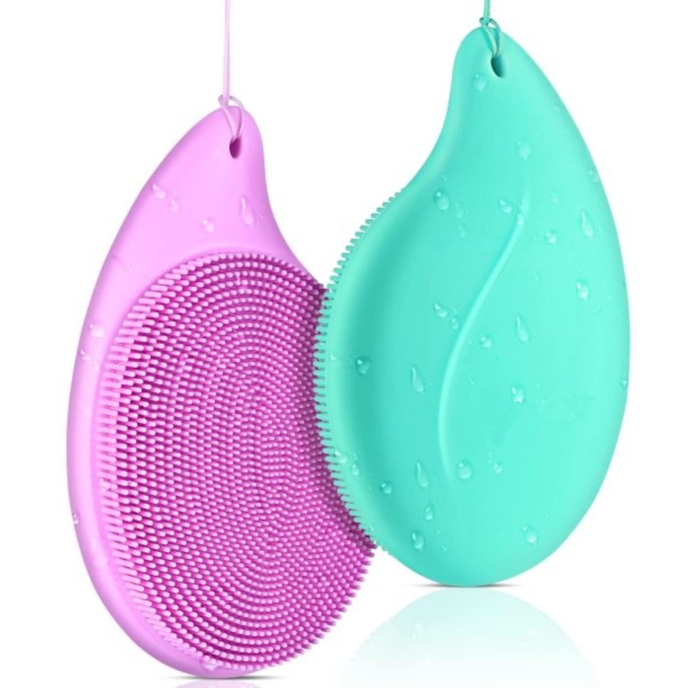 2 PCS Soft Silicone Face Cleansing Massaging Scrubber Exfoliator Brush