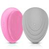 2pcs Silicone Facial Cleansing Soft Massaging Brush Face Massager & Storage Case, Grey Pink view 1