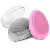 2pcs Silicone Facial Cleansing Soft Massaging Brush Face Massager & Storage Case, Grey Pink view 2