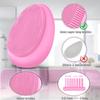 2pcs Silicone Facial Cleansing Soft Massaging Brush Face Massager & Storage Case, Grey Pink view 3