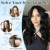 KooKaStyle Clip in Synthetic Hair Extensions Long Wavy 4PCS Thick Hairpieces Brunette Brown Fiber Double Weft Natural Hair Extensions 16 Inch for Women view 4