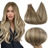 Full Shine Balayage Tape in Hair Extensions Human Hair 18 Inch Invisible Tape in Hair Extensions Color 6 Brown Fading to 6 and 60 Platinum Blonde 50Gram 20Pcs Blonde Straight Hair Extensions Tape in view 1
