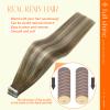 Full Shine Balayage Tape in Hair Extensions Human Hair 18 Inch Invisible Tape in Hair Extensions Color 6 Brown Fading to 6 and 60 Platinum Blonde 50Gram 20Pcs Blonde Straight Hair Extensions Tape in view 3