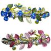 Set of 2 JCGY Crystal Metal Barrettes Sprig of Leaves and Flower Barrettes YY86800-8-2blueRosepink view 1