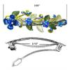 Set of 2 JCGY Crystal Metal Barrettes Sprig of Leaves and Flower Barrettes YY86800-8-2blueRosepink view 2