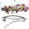 Set of 2 JCGY Crystal Metal Barrettes Sprig of Leaves and Flower Barrettes YY86800-8-2blueRosepink view 3