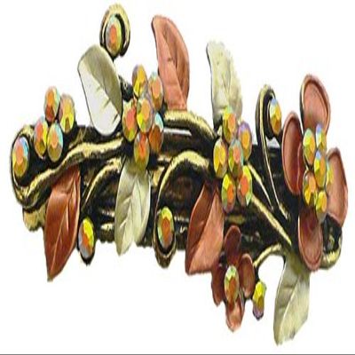 JCGY Crystal Metal Barrette Sprig of Leaves and Flower Barrette YY86800-8brown