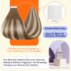 Full Shine Blonde Hair Extensions Tape Ins Color 6/60/6 Real Tape In Extensions Balayage Remy Hair Tape Ins Human Hair Extensions 20Pcs 50G Tape in Extensions Straight Soft Hair for Women 14 Inch view 4