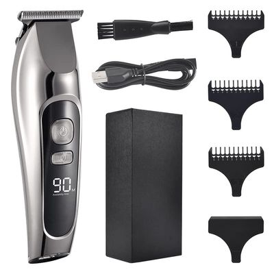 Professional Hair Clippers for Men, Professional Hair Clipper Men's Barber Beard Trimmer Rechargeable Hair Cutting Machine Ceramic Blade Low Noise Adult Kid Haircut (Color : Silver with Box)