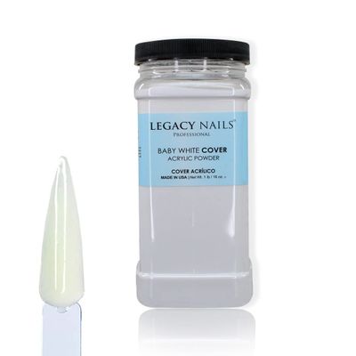 Legacy Nails Professional Cover Acrylic Powder, 1 LB - Ideal For French Nail Art, Create Nail Art, Nail Extension That Provide a Healthy, Natural Look To Nails (BABY WHITE)