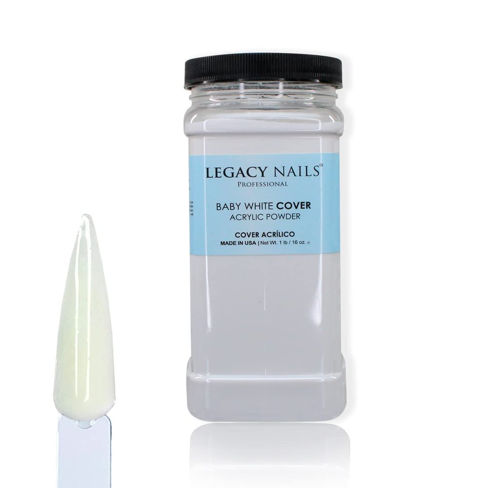 Legacy Nails Professional Cover Acrylic Powder, 1 LB - Ideal For French Nail Art, Create Nail Art, Nail Extension That Provide a Healthy, Natural Look To Nails (BABY WHITE)