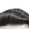 Toupee for Men Hair Replacement System Swiss Lace Mens toupee Front Bleached Knot Natural Hairline Men Hair Unit 100% Human Hair Gray Brown Black Blonde Men Hair Piece (7"X9", #1B05 Off Black+5% Gray-120% Medium Light to Medium Density) view 3