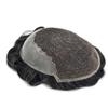 Toupee for Men Hair Replacement System Swiss Lace Mens toupee Front Bleached Knot Natural Hairline Men Hair Unit 100% Human Hair Gray Brown Black Blonde Men Hair Piece (7"X9", #1B05 Off Black+5% Gray-120% Medium Light to Medium Density) view 4