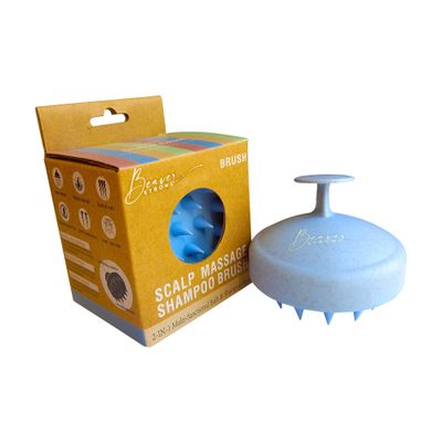 BEAVERSTRONG Shampoo Massager Brush, Silicone Scalp Cleanser and Head Scrubber Round Brush for Shower and Hair Care (Blue)
