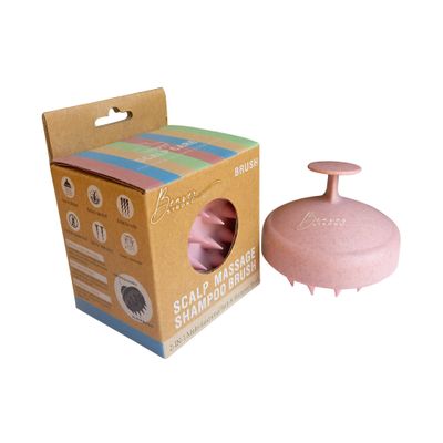 BEAVERSTRONG Shampoo Massager Brush, Silicone Scalp Cleanser and Head Scrubber Round Brush for Shower and Hair Care (Pink)
