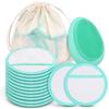 18pcs Reusable Makeup Remover Pads 1pc Facial Cleansing Brush 1pc Storage Pouch Hygienic Makeup Remover Pads & Face Scrub Brush Mint Green view 1