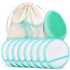 18pcs Reusable Makeup Remover Pads 1pc Facial Cleansing Brush 1pc Storage Pouch Hygienic Makeup Remover Pads & Face Scrub Brush Mint Green view 2