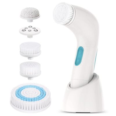 5 in 1 Electric Face Skin Cleaning Exfoliation Cleansing Rotating Spa Waterproof Brush Scrubber Machine