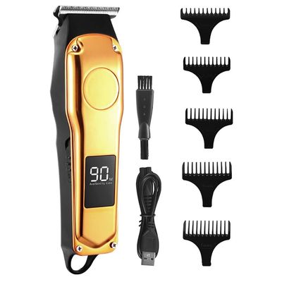 Professional Hair Clippers for Men, Electric Hair Clipper Hair Trimmer For Men Rechargeable Electric Shaver Beard Barber Hair Cutting Machine For Men Hair Cut (Color : Golden-LCD-with Box)