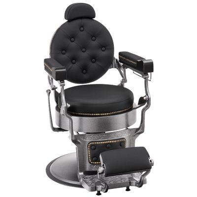 BarberPub Vintage Barber Chair Heavy Duty Metal Frame All Purpose Hydraulic Recline Salon Beauty Spa Chair Styling Equipment 9207 (Grey)