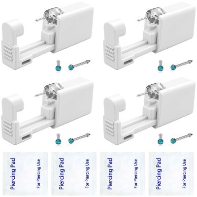 4 Pack Nose Piercing Kit, SLVIEKAE Disposable Safe Sterile Piercing Gun, Self Nose Piercing Unit For, Nose Stud Piercing Kit Tool (Blue)