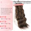 KooKaStyle Clip in Synthetic Hair Extensions Long Wavy 4PCS Thick Hairpieces Balayage Dark Brown to Chestnut Fiber Double Weft Natural Hair Extensions 16 Inch for Women view 3