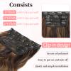 KooKaStyle Clip in Synthetic Hair Extensions Long Wavy 4PCS Thick Hairpieces Balayage Dark Brown to Chestnut Fiber Double Weft Natural Hair Extensions 16 Inch for Women view 4