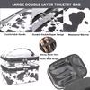 FITINI 3 Pieces Makeup Bags Double Layer Travel Large White Cows Cosmetic Cases Organizer Toiletry Bags Waterproof Small Zipper Pouch for Women Makeup Brush Storage Bag view 2