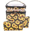 FITINI 3 Pieces Sunflower Makeup Bags Double Layer Travel Large Cosmetic Cases Organizer Toiletry Bags Waterproof Small Zipper Pouch for Women Makeup Brush Storage Bag view 1