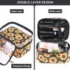 FITINI 3 Pieces Sunflower Makeup Bags Double Layer Travel Large Cosmetic Cases Organizer Toiletry Bags Waterproof Small Zipper Pouch for Women Makeup Brush Storage Bag view 3